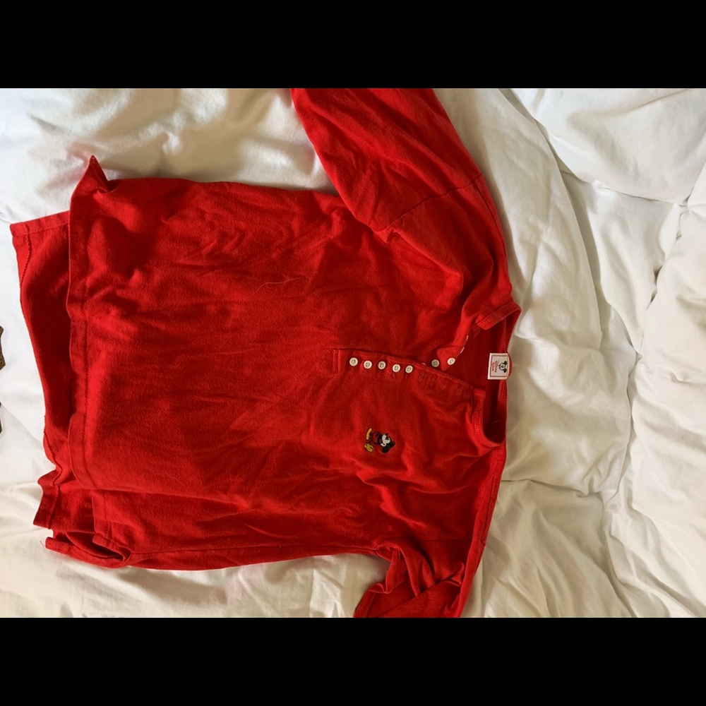 Red Mickey Cropped Shirt